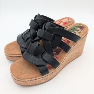 B.O.C Cora Women's Platform Wedge Sandal Comfort Open Toe Black Size US10M